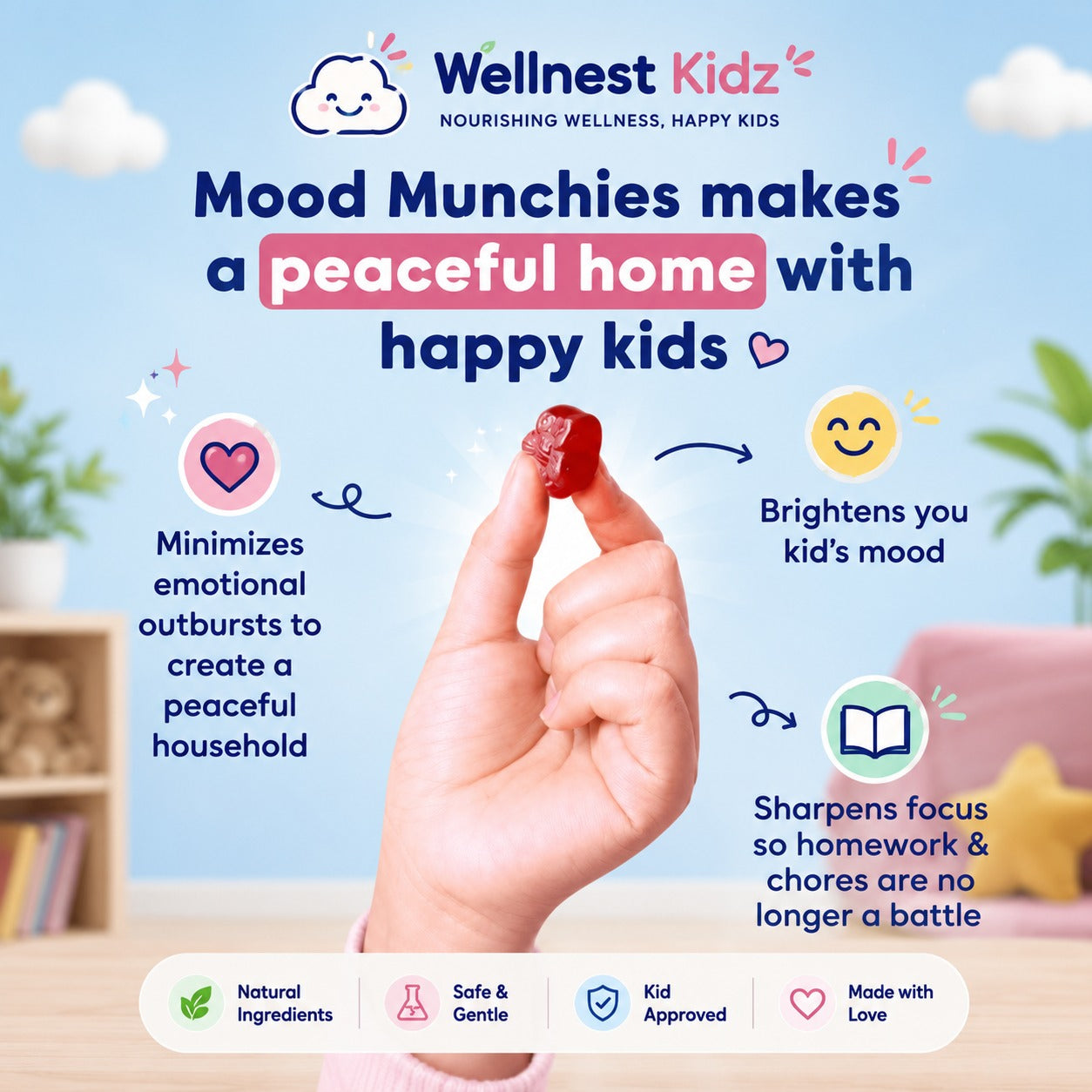 Mood Munchies Saffron Gummies for Kids – Berry Flavor, Ages 4+