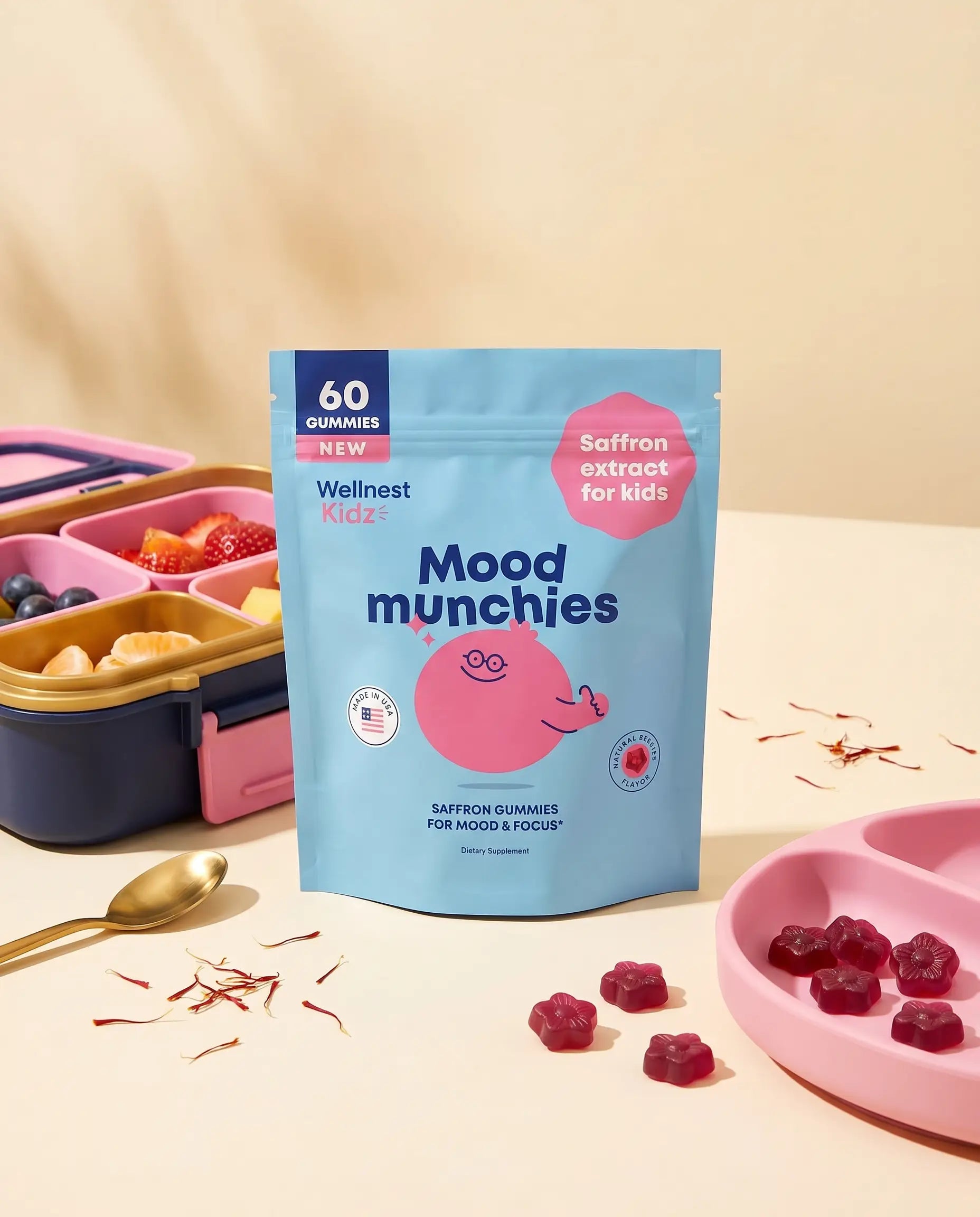 Mood Munchies Saffron Gummies for Kids – Berry Flavor, Ages 4+