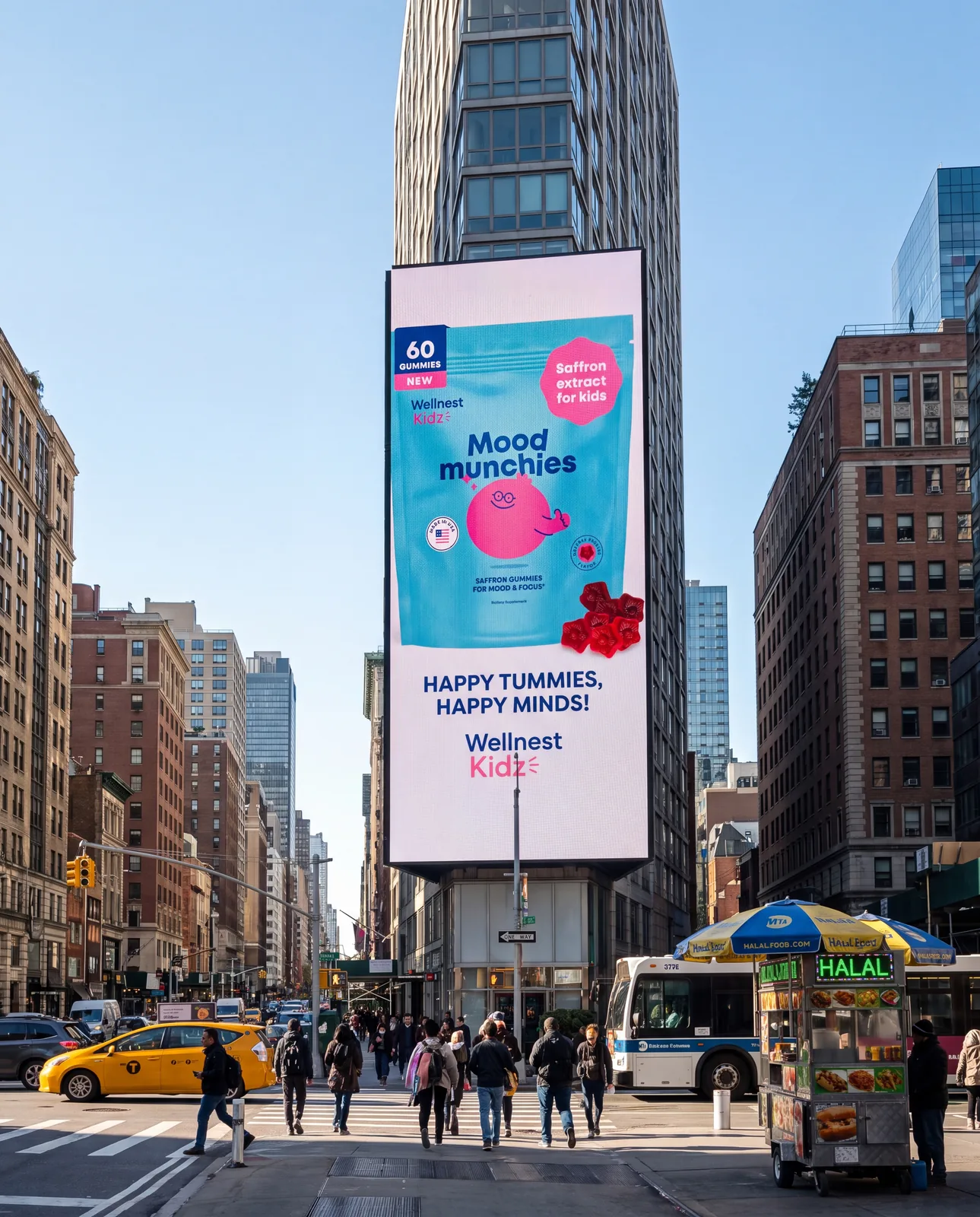Wellnest Kidz on a New York billboard
